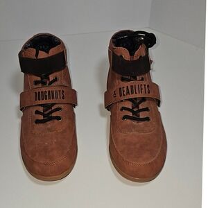 Doughnuts Deadlifts Weightlifting Shoes Brown W7 M9 Lace Up Hook and Loop